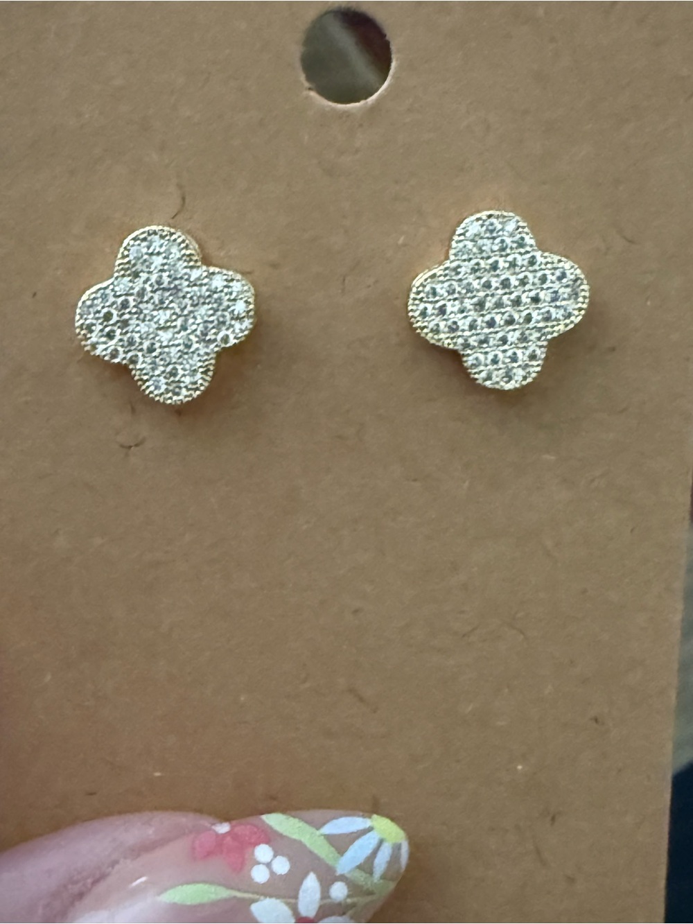 Gold Clover Pave Stud Earrings - Dainty Women Jewelry * NEW